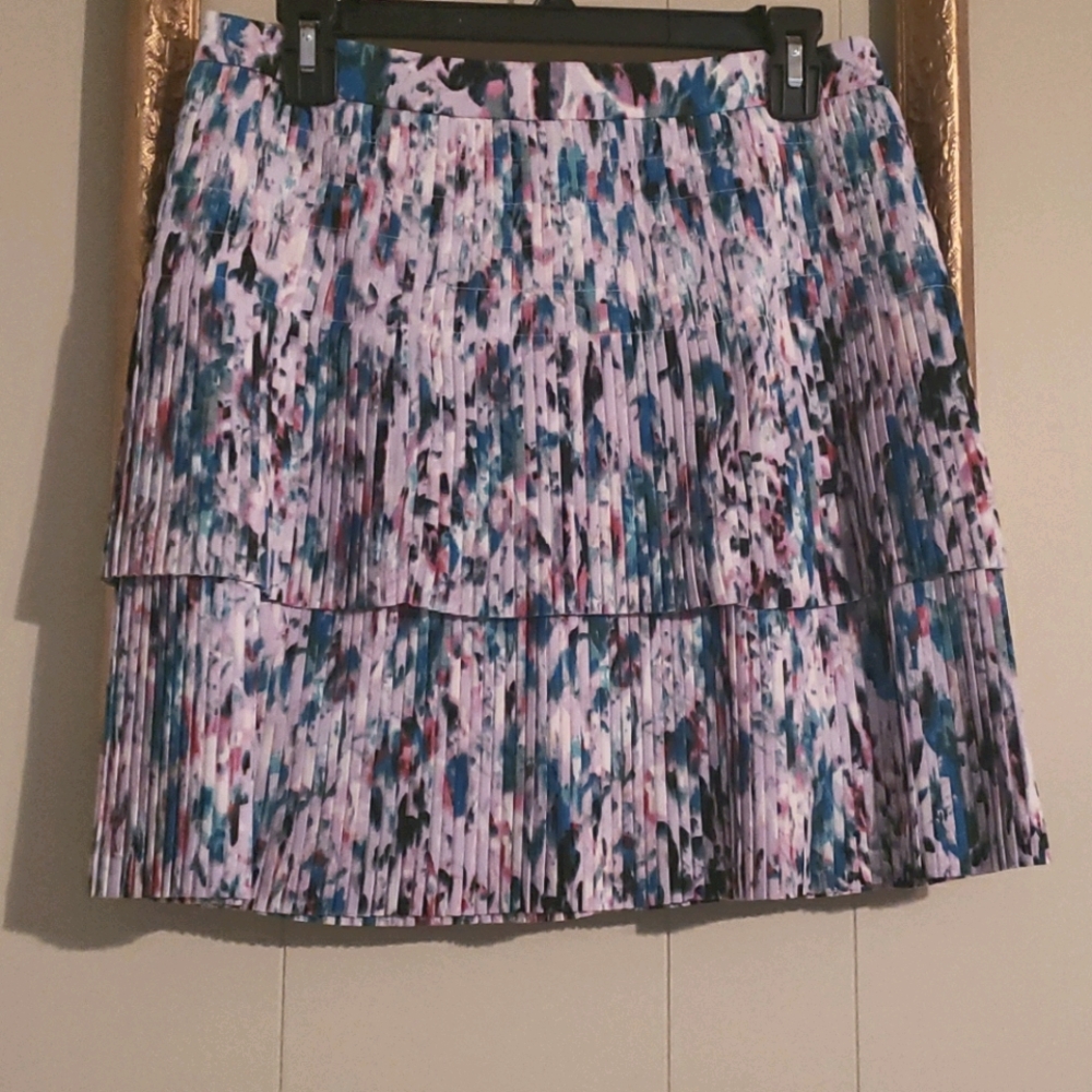 J. CREW Multi Color Double Layer Pleated Skirt